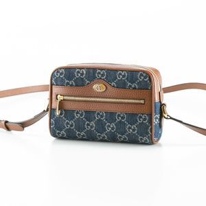Gucci GG Jacquard Denim Mini Shoulder Bag OPHIDIA Navy